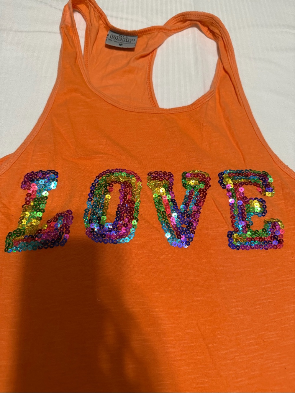 Well worn inclusive rainbow LGBTQ plus pride tank top Unisex sequins creamsicle
